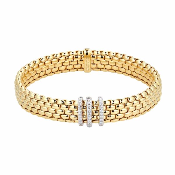 18ct Yellow Gold Panorama Pave 0.23cttw Diamond Bracelet