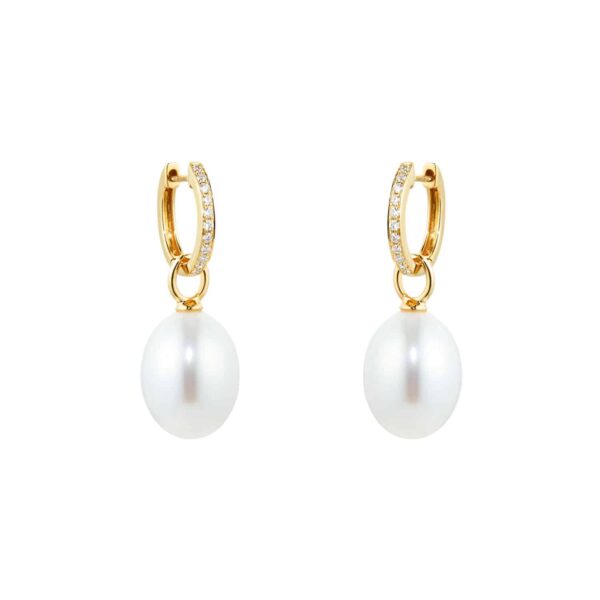 Kiki Classics 18ct Yellow Gold, Pearl Drops With 0.13cttw Diamond Hoop