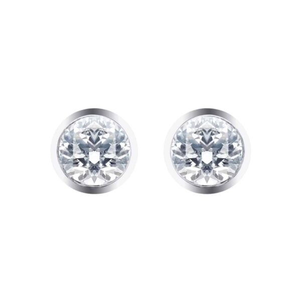 Silver & Diamond 0.10ct Besel Stud Earrings