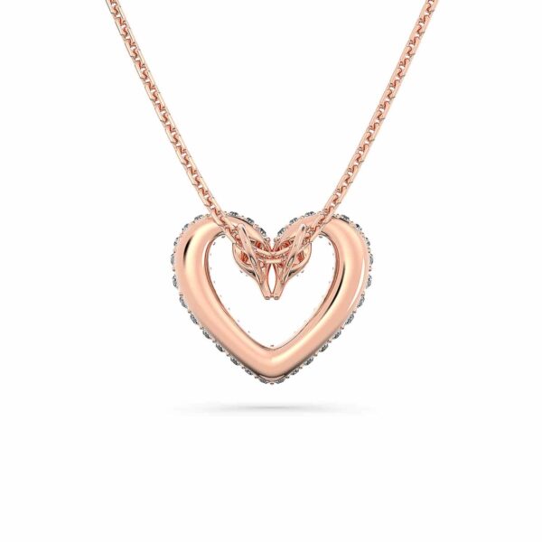 Rose Gold Coloured Una Pave Heart Crystal Pendant - Görsel 2