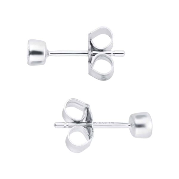 Silver & Diamond 0.10ct Besel Stud Earrings - Görsel 2