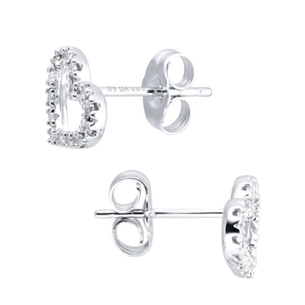 9ct White Gold 0.15cttw Open Heart Stud Earrings - Görsel 3