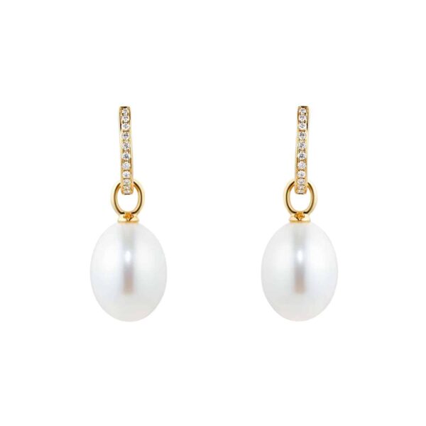 Kiki Classics 18ct Yellow Gold, Pearl Drops With 0.13cttw Diamond Hoop - Görsel 3