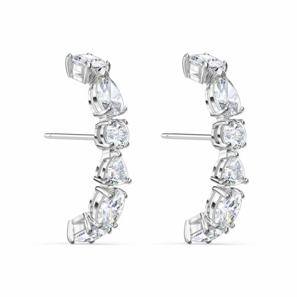 Rhodium Plated Tennis Deluxe Cubic Zirconia Cuff Earrings - Görsel 3