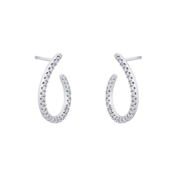 9ct White Gold 0.25cttw Diamond Open Hoop Earrings - Görsel 3