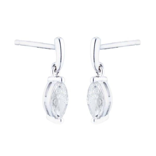 9ct White Gold 0.46cttw Marquise Diamond Drop Earrings - Görsel 2