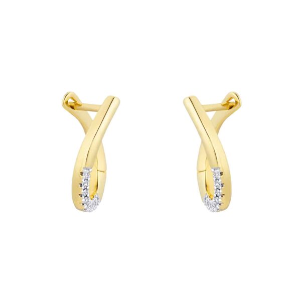 9ct Yellow Gold 0.10ct Diamond Tear Drop Hoop Earrings - Görsel 3