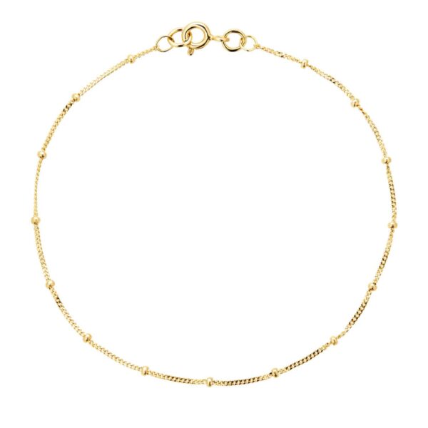 9ct Yellow Gold Beaded Chain Bracelet - Görsel 3