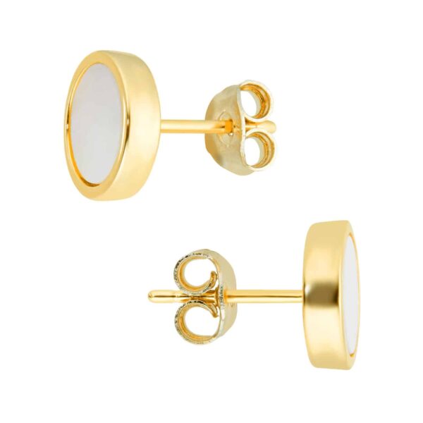 9ct Yellow Gold Mother Of Pearl Stud Earrings - Görsel 3