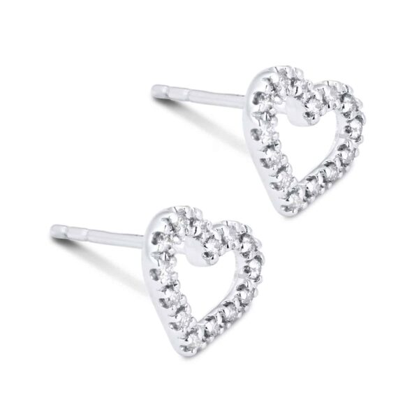 9ct White Gold 0.15cttw Open Heart Stud Earrings - Görsel 4