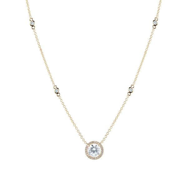 Grace 18ct Yellow Gold, White Topaz Round 0.10cttw Diamond Necklace - Görsel 4