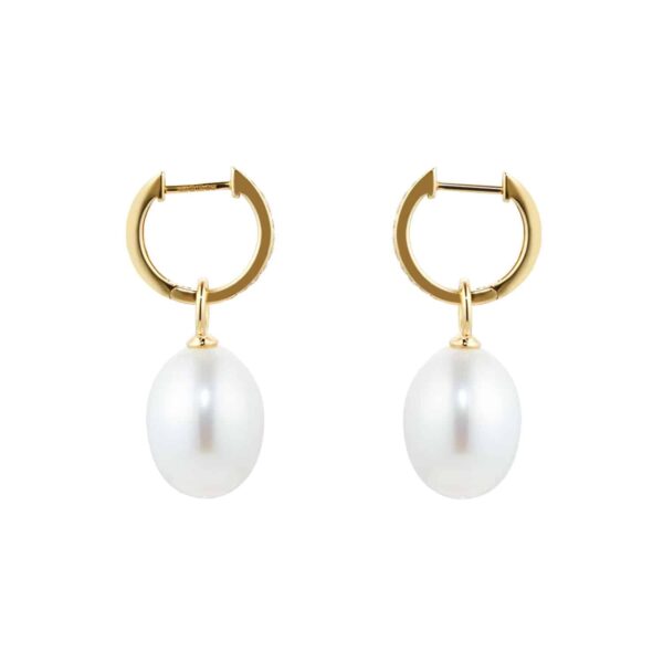 Kiki Classics 18ct Yellow Gold, Pearl Drops With 0.13cttw Diamond Hoop - Görsel 4