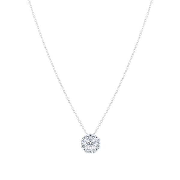 Snowflake Round 0.76cttw Diamond Cluster Necklace - Görsel 3