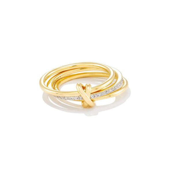 Tia 18k Gold Vermeil Band Ring in White Sapphire - Görsel 4