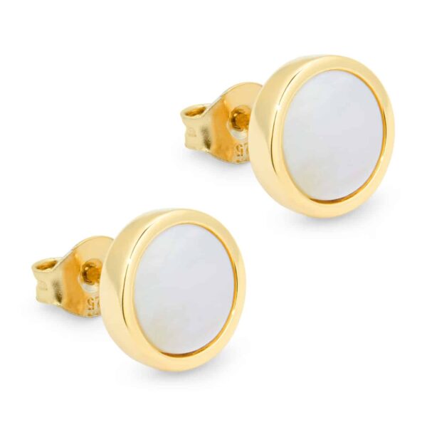 9ct Yellow Gold Mother Of Pearl Stud Earrings - Görsel 4