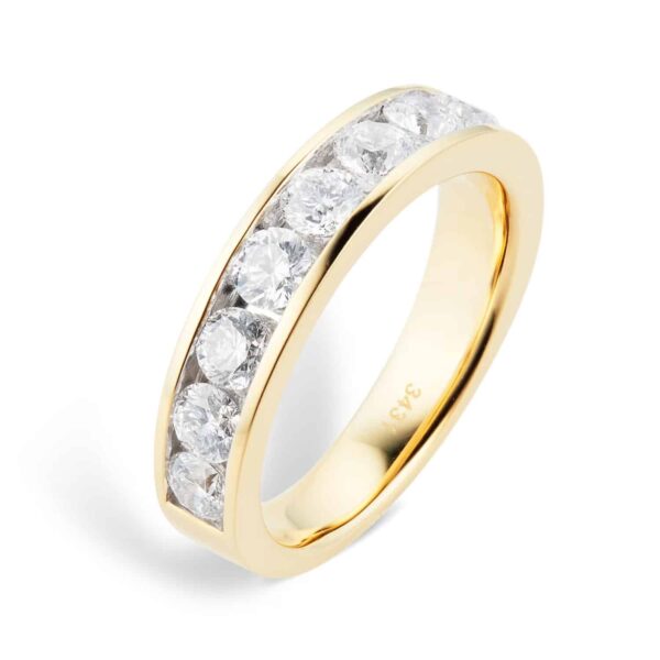 18ct Yellow Gold 1.50ct Brilliant Cut Goldsmiths Brightest Diamond Eternity Ring - Görsel 4