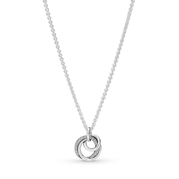 Pandora - Moments 925 Sterling Silver Family Always Encircled Pendant Necklace - Görsel 2